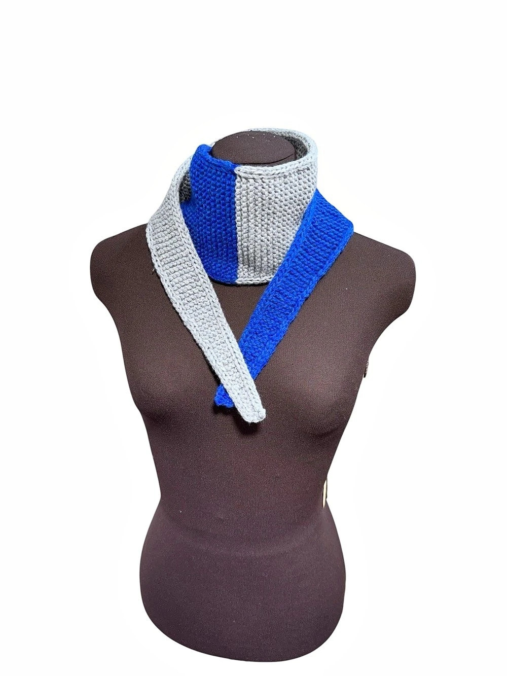 Sophie Blue Gray Cashmere Scarf Womens Handmade Knit Neck Warmer Soft Cozy Gift